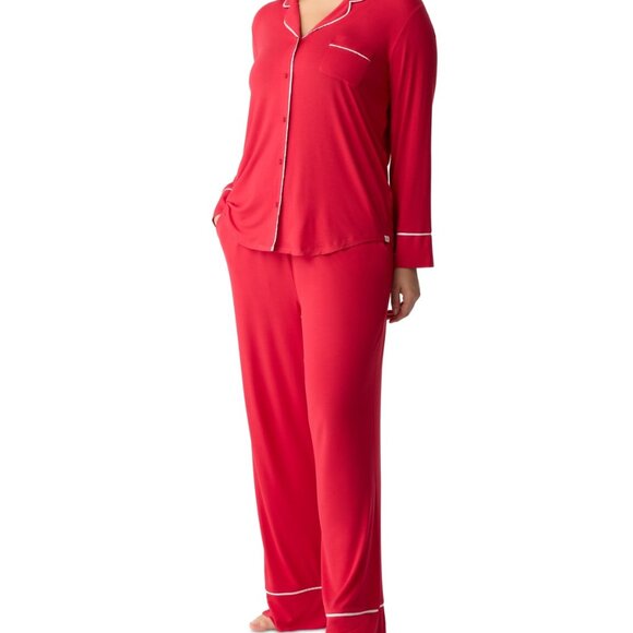 #47 Gap GapBody Women's Jersey Long-Sleeve Pajama Set - Red - Picture 1 of 2